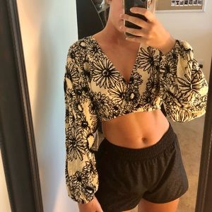 Urban Outfitters Frida Surplice Cropped Top